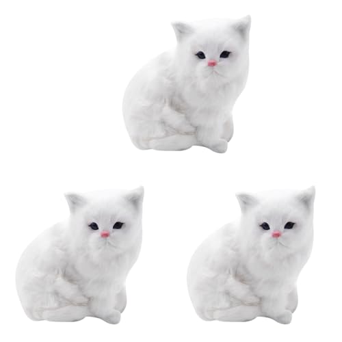 Remingtape 3X Realistische SüßE Simulation GefüLlte PlüSch WeißE Persische Katzen Spielzeug Katze Puppen Tisch Kinder MäDchen von Remingtape