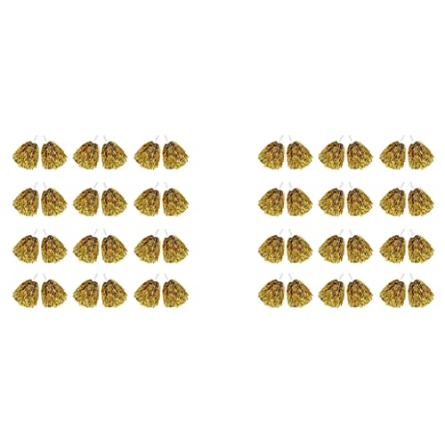 Remingtape 48 Stück Cheerleading Pom Poms Metallfolie Cheer Pom Poms mit Kunststoffgriff Gelb von Remingtape