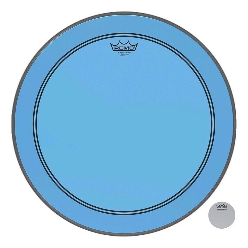 Remo Colortone Powerstroke 3 Clear 20" Blue Bass Drum Head von Remo