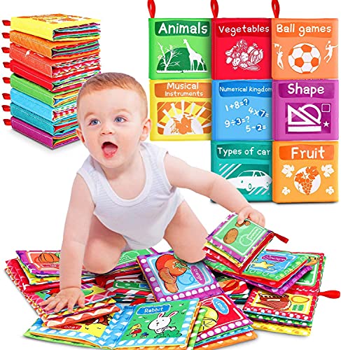 RenFox 8 Stücke Stoffbuch für Babys, Baby Soft Bilderbuch Tuchbuch Badebuch Babybuch Stoffbuch Baby Spielzeug Pädagogisches Spielzeug Geschenk für Kleinkinder Kinder von RenFox