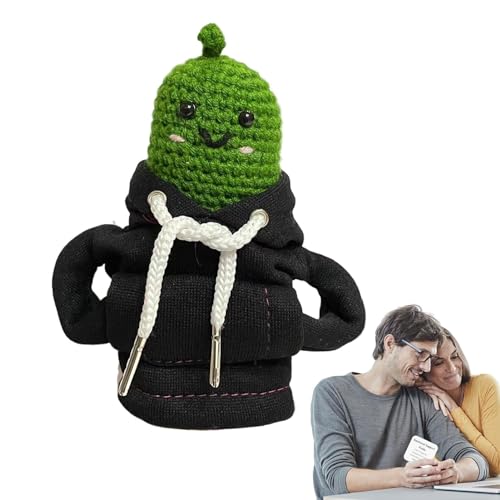 Renchey Crochet, Häkeln emotionale Unterstützung | Handgemachter Plüsch Hoodie,Plüsch zur emotionalen Unterstützung mit Karte, motivierende Pickle-Strickwollpuppe für von Renchey