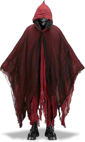 Renchey Halloween Geister Kostüm - Umhang Mit Kapuze | Halloween Kostüm Erwachsene Gruselig | Teufel Kostüm | Hexenkostüm Vampir | Halloween Kostüm Für Herren Damen von Renchey