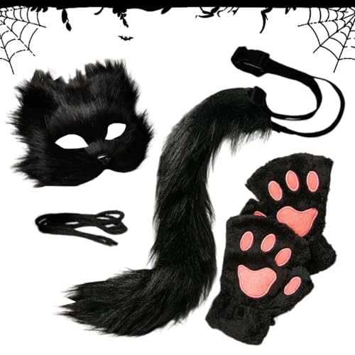 Renchey Halloween Gesichtsbedeckung - Fellige Tierverkleidung Gesichtsbedeckung,Cosplay Kostüm, Halloween Zubehör, Foto Requisiten für Damen und Herren, Party Maskerade und von Renchey