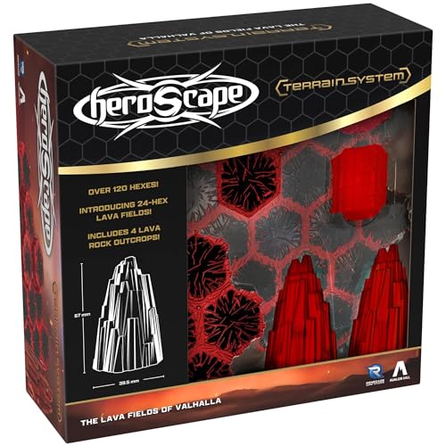 Renegade Games - Heroscape - Die Lavafelder von Valhalla - Geländeerweiterung, Miniaturen Spielzubehör, 30+ Hex-Tile Teile, 4 Lavastein-Ausschnitts von Renegade Game Studios
