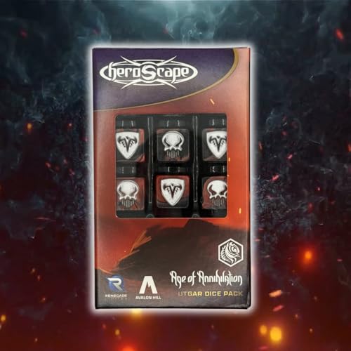 Renegade Heroscape: Utgar Würfel-Set, enthält 10 D6- und 1-D20-Würfel, schwarz und rot, zweifarbig, ab 14 Jahren von Renegade Game Studios
