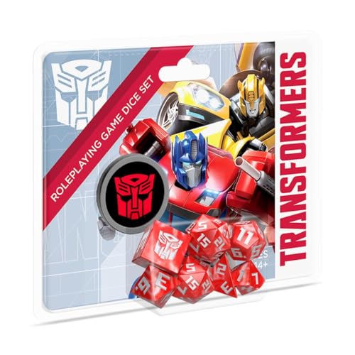 Transformers Roleplaying Game Dice Set – 8-Piece RPG Dice with Autobot Icons, Includes d20s, d12, d10, d8, d6, d4 & d2 Coin, Official Game Accessory von Renegade Game Studios