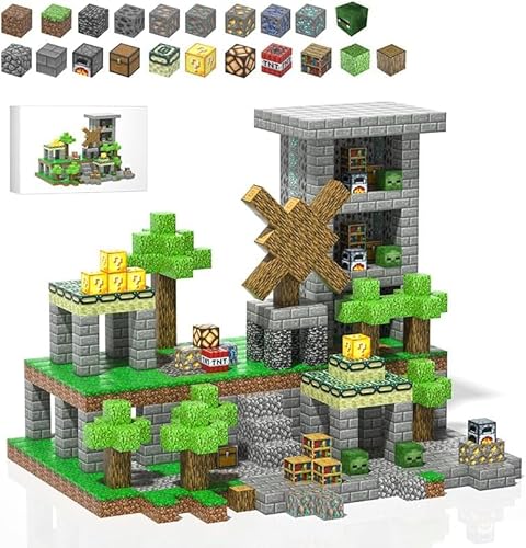 180PCS magnetische Blöcke, Bau Mine Magnet Welt Set, Bausteine für Kleinkinder 3-8, magnetische Würfel, magnetische Spielzeug für Jungen, Magnete für Kinder, MINT Montessori Sensory Spielzeug von Renholin