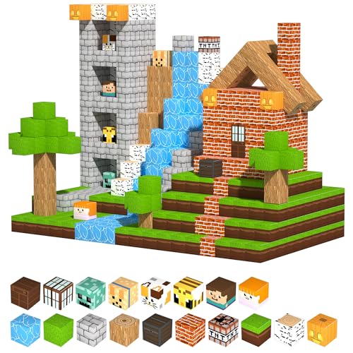 Renholin Magnetic Building Blocks, Pack of 160 Mine World Magnetic Blocks, Build My World Set Magnetic Cube for Children Boys Girls Age from 3 Years, STEM Construction Magnetic Cube Building Toy Renholin Magnetic Building Blocks, Pack of 160 Mine World Magnetic Blocks, Build My World Set Magnetic Cube for Children Boys Girls Age from 3 Years, STEM Construction Magnetic Cube Building Toy von Renholin