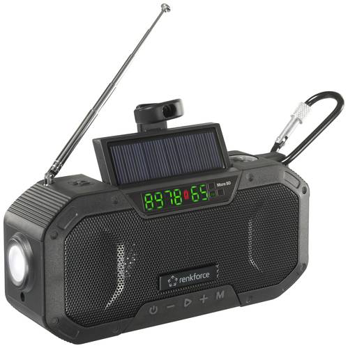 Renkforce RF-CR-300 Outdoorradio UKW, MW Notfallradio, Bluetooth®, SD wiederaufladbar, Solarpanel, von Renkforce