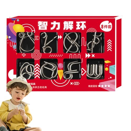Renopfect Drahtpuzzle-Set - 8-teiliges Mind Logic IQ-Spiel-Testspielzeug,Mind Logic Iq-Spiel-Testspielzeug, Interlock-Spiel freischalten, Brain Teaser-Puzzle, reibungsloser Iq-Test von Renopfect