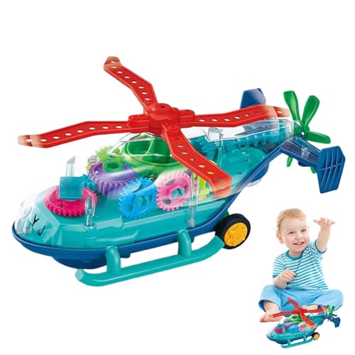 Renopfect Leuchtendes Hubschrauberspielzeug, Kinderhubschrauberspielzeug | Leuchtendes, bewegliches Rad, elektrisches Spielzeug, transparentes Hubschrauberspielzeug,Gear Flugzeugspielzeug Buntes von Renopfect