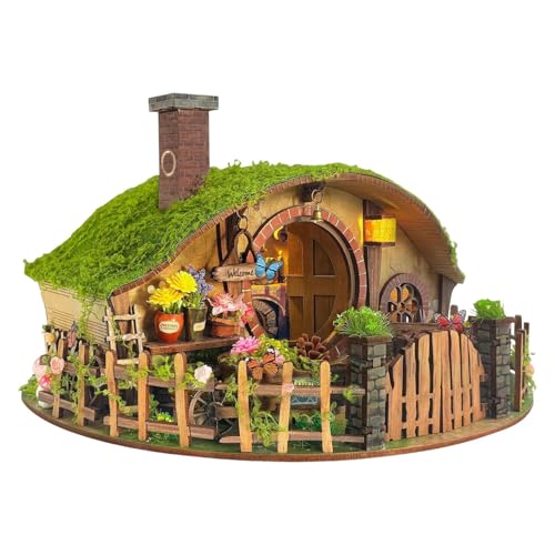 Renopfect Miniatur Puppenhaus Bausatz | Holz 3D Haus Bausatz Mit LED | Puzzle Bastelset | Für Küche Büro Indoor Schlafzimmer Klassenzimmer Weihnachten Feiertag Geburtstag Erwachsene Kinder Jugendliche von Renopfect