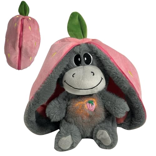Renopfect Schlummer Esel Kuscheltier, 30CM Baby Einschlafhilfen Mit Atembewegung Und Musik Schlummer Esel Mit Herzschlag, Esel Kuscheltier Mit Atembewegung Und Musik, Niedliche Eselpuppen Zum Schlafen von Renopfect
