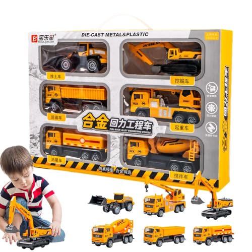 Spielzeugset Aus Druckguss-Baufahrzeugen | Technisches Fahrzeugspielzeug, Bagger-Mischer-LKW Baufahrzeuge Aus Legierung, Robustes 6-teiliges Spielzeug Zurückziehbares Baggerspielzeug Für Kinder Spielzeugset Aus Druckguss-Baufahrzeugen | Technisches Fahrzeugspielzeug, Bagger-Mischer-LKW Baufahrzeuge Aus Legierung, Robustes 6-teiliges Spielzeug Zurückziehbares Baggerspielzeug Für Kinder von Renywosi