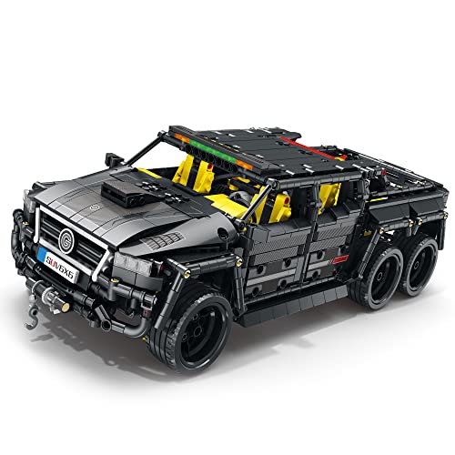 Reobrix 11001 6x6 Geländewagen-Bauset Klemmbausteine, Modellauto-Bausätze, Geschenke für Kinder und Erwachsene, kompatibel mit Lego (2162 Teile) (Ohne Motor) von Reobrix