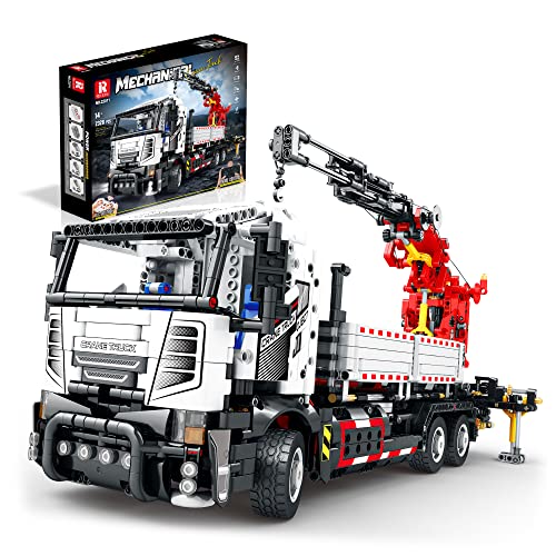 Reobrix 22011 Technic Truck Ferngesteuert Bauset, High-Tech multifunktional LKW-Modell, 2328 pcs großes Schwerlast-Abschleppwagen Klemmbausteine, Motorisierter Bausteine für Erwachsene und Kinder von Reobrix