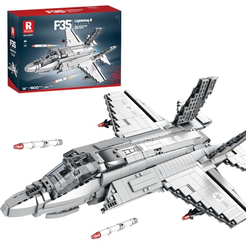 Reobrix 33021 F-35 Lightning II Building Block Set, 1600 PCS Kämpfer Architektur Set, kreative Bausteine Projekt Spielzeug Geschenke für Kinder und Erwachsene von Reobrix