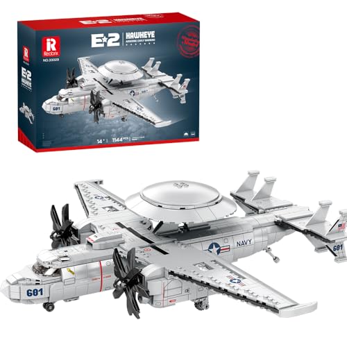 Reobrix 33029 E2 Hawkeye Airborne Frühwarn Kämpfer Jets Bausteine Set, 1144 PCS Flugzeug Modell Bausätze, pädagogische Spielzeug Geschenke für Kind und Erwachsene von Reobrix