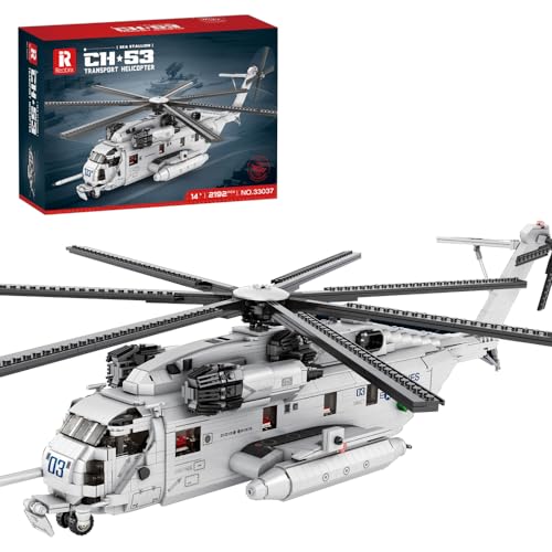 Reobrix 33037 CH-53E Super Hengst Transport Hubschrauber Bausteine Set, 2192 PCS Flugzeug Modell Bausätze, pädagogische Spielzeug Geschenke für Kind und Erwachsene von Reobrix