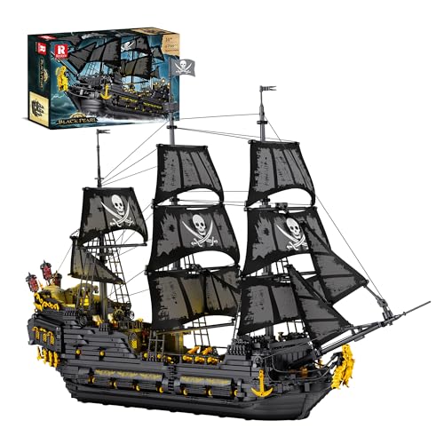 Reobrix 66036 Schwarze Perle Piratenschiff Klemmbausteine, 4708 Teile MOC Modell Großes Schiff Bausteine Spielzeug Set für Erwachsene Klemmbausteine(Originalverpackung) von Reobrix