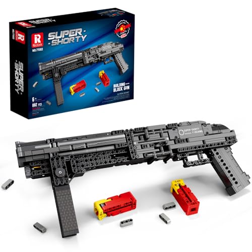 Reobrix 77002 Super-Shorty Schrotflinte Bausteine Bausatz, 882 Stück Mit Schießwaffe Klemmbausteine Set, MOC Militärische Waffen Bauset Modell, Montage Gun Spielzeug für Kinder Alter 6+ von Reobrix