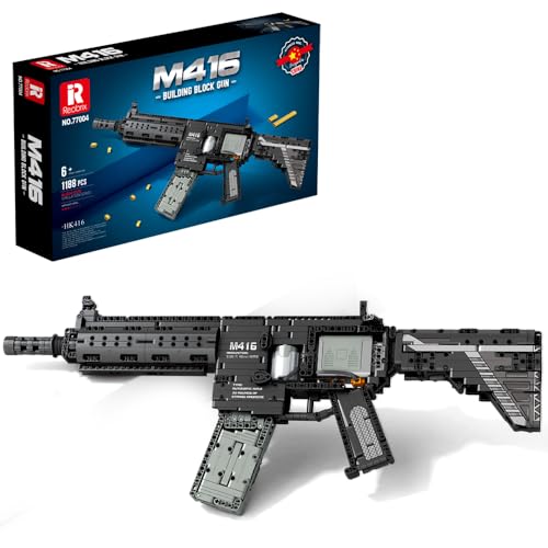 Reobrix 77004 Technik M416 Bausteine Set, 1188 Stück Assault Rifle Construction Set Mit Schießfunktion Klemmbausteine, Moc Militärwaffe Gewehr Modell von Reobrix