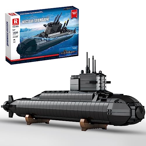 Reobrix 800 Strategisch Atom-U-Boot Bausteine，1498 Pcs Militär Schiff Klemmbausteine U Boot Modellbausatz Mit Nachgebildetem Echolot Und Torpedorohren von Reobrix