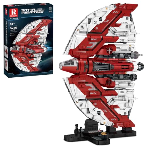 Reobrix 99006 Technik UCS T6 Shuttle MOC Klemmbausteine, 5749 Bausteine groß Sci-Fi Raumschiff Modellbausatz, Starship Bauspielzeug, Flugzeug Set für Sammlung, Weihnachten Geschenk für Erwachsene von Reobrix