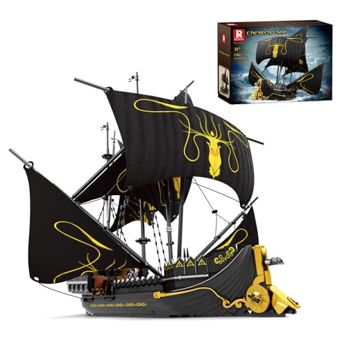 Reobrix Black Modellschiff Piratenschiff Klemmbausteine Bausatz, 1560 Teile Große Segelschiff Bausteine Spielzeug, Technik Schiff Modell Geschenk für Erwachsene, Jungen, Mädchen und Kinder von Reobrix