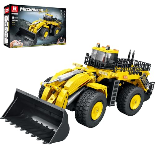 Reobrix Bulldozer Bausteine ​​Set 22009, Engineering Fahrzeug Modellbausatz für Erwachsene, Ferngesteuertes Baggerspielzeug mit Allradantrieb, Geschenke für Jungen und Mädchen ab 14 Jahren, 1876 Teile von Reobrix