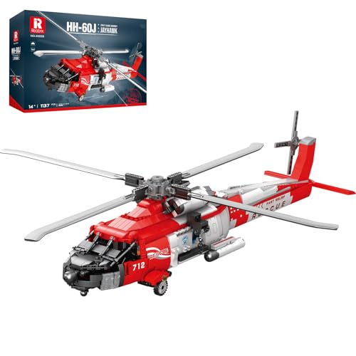 Reobrix HH-60J Rettungshubschrauber-Bausatz, Militärhubschrauber-Spielzeugflugzeug-Modellbausatz, Flugzeug-Bausteine ​​33026, Flugzeugmodell, Sammlerstück, Heimdekoration, Geschenke fürab 14 Jahren von Reobrix
