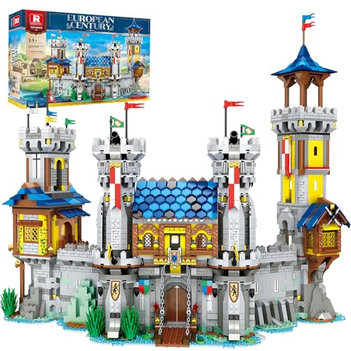 Reobrix Mittelalterliches Schloss Bauset für Erwachsene, mittelalterliche Architektur Set mit Lichtern, Sammlerstück oder Dekor für Büro/Haus, Bausatz Haus 66006, Geschenk für Jungen / Mädchen von Reobrix