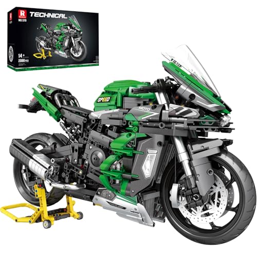 Reobrix 1:5 H2 SX SE Motorrad Baustein Spielzeug für Erwachsene, Technisches Super Motorrad Modell Auto Ziegel Set, 570 Fahrrad Fahrzeug Sammlung Dekor Geschenke für Teens Jungen Kinder 14+ (2088 von Reobrix