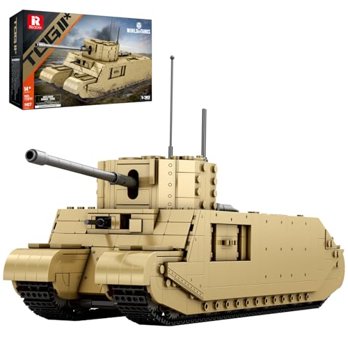 Reobrix TOG2 Panzer Bauset 77032, WW2 Militärisches Britisches Panzer-Bauset für Militärfans, Lizenzierte World of Tanks Produkte, Sammler-Geschenk für Erwachsene und Jugendliche (1427 Teile) von Reobrix