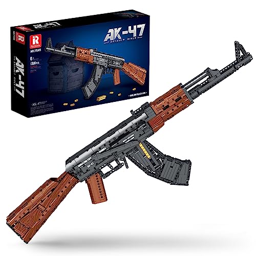 Reobrix Technik AK-47 Baukasten Set,1366 Stück Assault Rifle Construction Set, Moc Militärwaffe Technologie Gewehr Modell Mit Schießfunktion Baustein von Reobrix