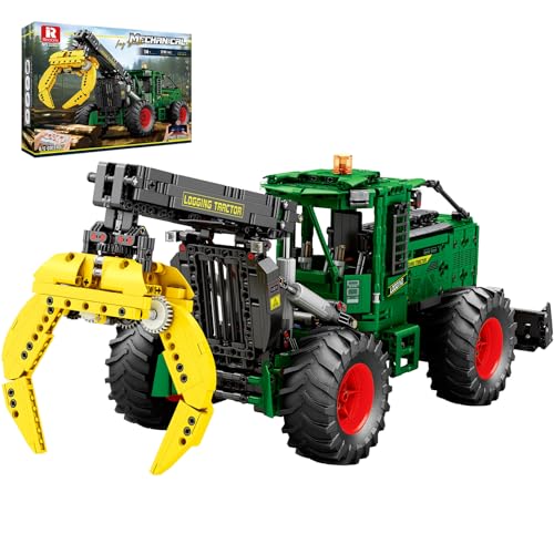 Reobrix RC Skidder Baustein Spielzeug, Ingenieur Baufahrzeug mit Motorset, steuerbarer Greifer/Schiebeeimer/Fahrersitz, 22027 Technische Traktor-Kollektion für Erwachsene Kinder ab 14 Jahren (1741 von Reobrix