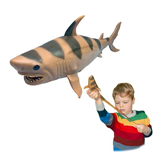 Rep Pals - Tigerhai, Dehnbares Spielzeug von Deluxebase. Super Dehnbare Tierrepliken, die Sich echt anfühlen, ideal für Kinder von Rep Pals
