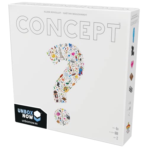 Repos Production -Concept – Erraten Sie Hunderte von Objekten, Zeichen und Titeln, indem Sie universelle Symbole kombinieren-Brettspiel auf Spanisch, weiß (CON-SP01) von Repos Production