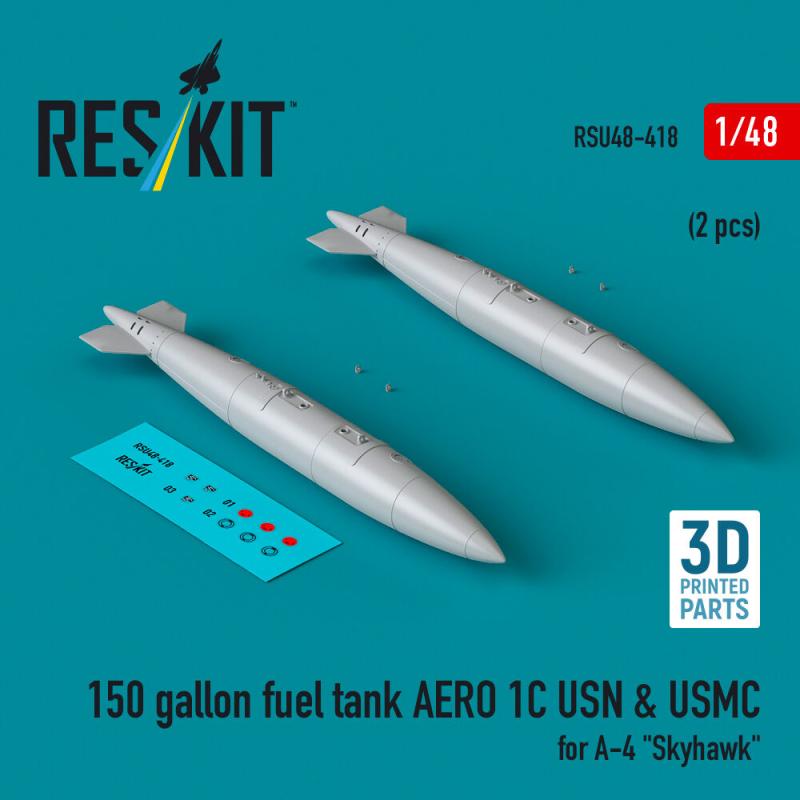 150 gallon fuel tank AERO 1C USN & USMC (2 pcs) for A-4 Skyhawk (3D Printed) von ResKit Models