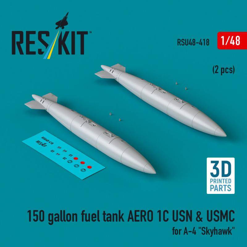 150 gallon fuel tank AERO 1C USN & USMC (2 pcs) for A-4 Skyhawk (3D Printed) von ResKit Models