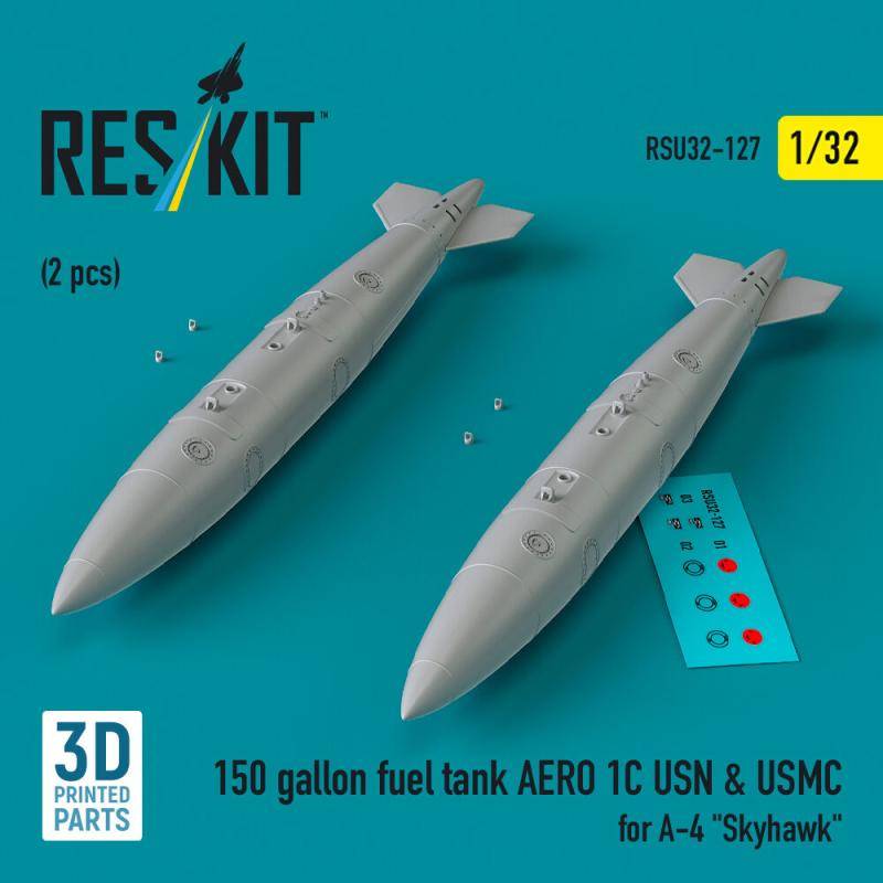 150 gallon fuel tank AERO 1C USN & USMC for A-4 Skyhawk (2 pcs) (3D Printed) von ResKit Models