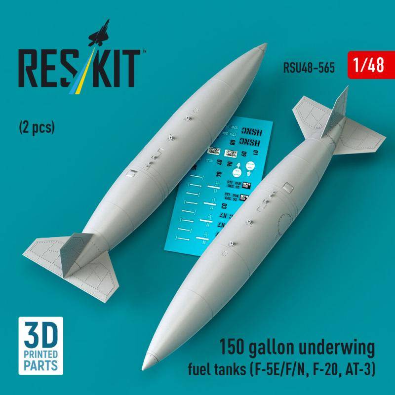150 gallon underwing fuel tanks (2 pcs) (F-5E/F/N, F-20, AT-3) (3D Printed) von ResKit Models