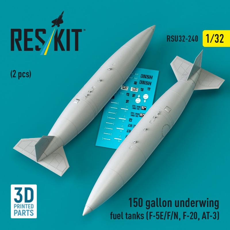 150 gallon underwing fuel tanks (F-5E, F, N, F-20, AT-3) (2 pcs) (3D Printed) von ResKit Models