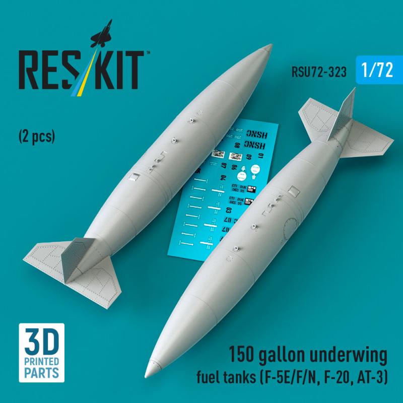 150 gallon underwing fuel tanks (F-5E/F/N, F-20, AT-3) (2 pcs) (3D Printed) von ResKit Models