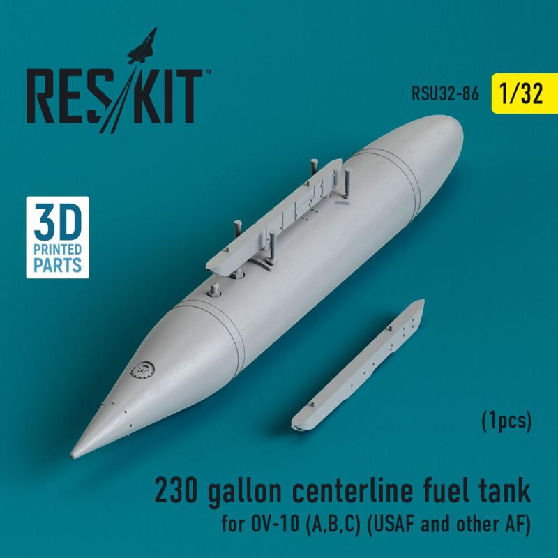 230 gallon centerline fuel tank for OV-10 (A,B,C) (USAF and other AF) (1 pcs) (3D Printed) von ResKit Models