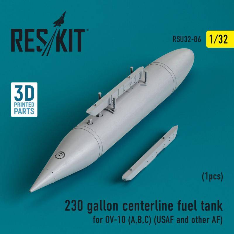 230 gallon centerline fuel tank for OV-10 (A,B,C) (USAF and other AF) (1 pcs) (3D Printed) von ResKit Models