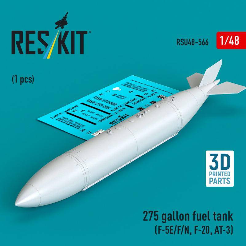 275 gallon fuel tank (F-5E/F/N, F-20, AT-3) (1 pcs) (3D Printed) von ResKit Models