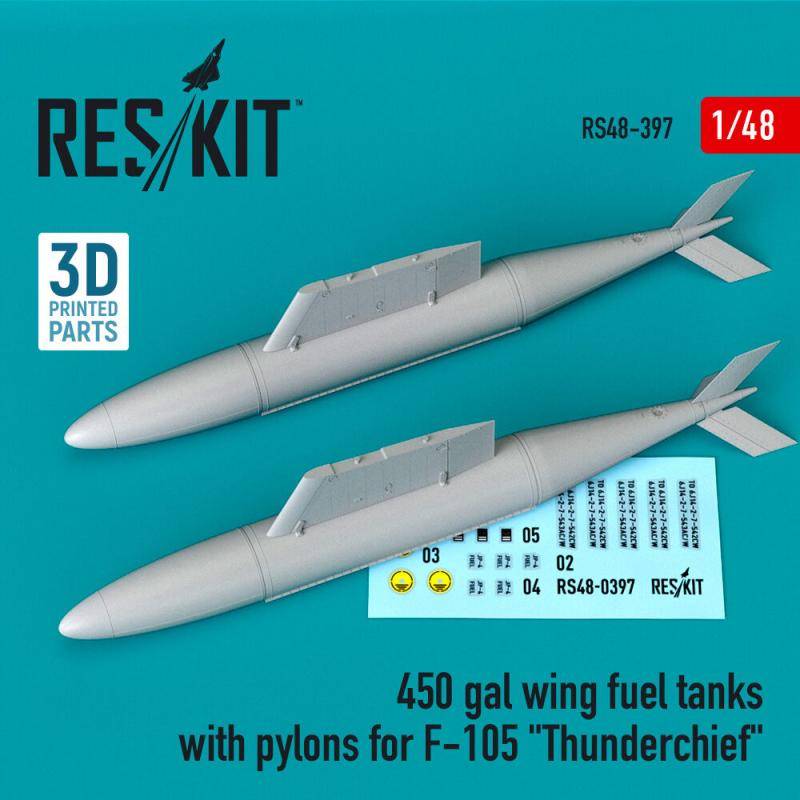 450 gal wing fuel tanks with pylons for F-105 Thunderchief (2 pcs) von ResKit Models