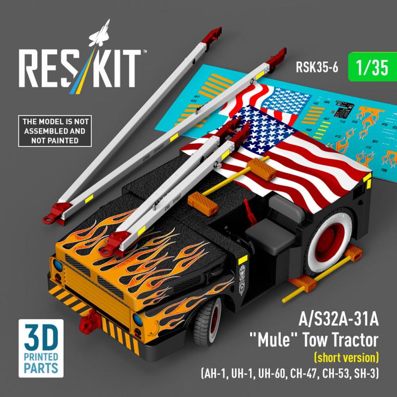 A/S32A-31A Mule Tow Tractor (short version) (AH-1, UH-1, UH-60, CH-47, CH-53, SH-3) (3D Printed model kit) von ResKit Models