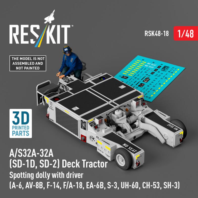 A/S32A-32A (SD-1D, SD-2) Deck Tractor Spotting dolly with driver (A-6, AV-8B, F-14, F/A-18, EA-6B, S-3, UH-60, CH-53, SH-3) (3D Printed model kit) von ResKit Models